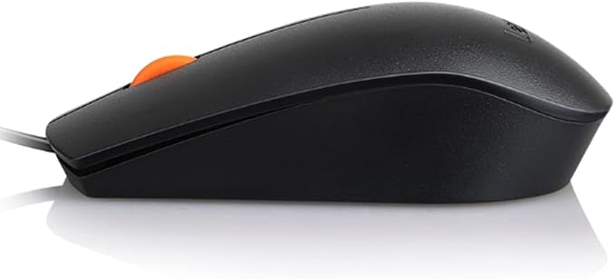 Lenovo 300 USB Wired Computer Mouse - Full Size Optical Ambidextrous Mouse with 1600 DPI, Reliable USB-A Wired Connection, Easy 3-Button Navigation ?€? Long Lasting, Durable Basic Mouse, Black