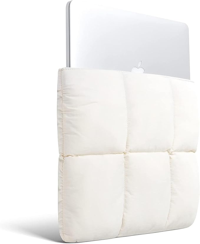 Comfyable Puffy Laptop Sleeve 13 Inch 14 Inch, Quilted Puffer Laptop Carrying Case for Women, Pillow Case Compatible with MacBook Air/Pro M5 M4 M3 M2 Pro/Max 2026, 13" MacBook Neo A18, Rice | Puffy, Quilted Puffer, Pillow Case, Rice