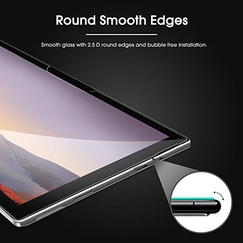 OMOTON [3-Pack Screen Protector for Surface Pro 7 Plus 7 6 5 4 [12.3 Inch] - Tempered Glass/Guide Frame/Scratch Resistant (NOT for Surface Pro 8)
