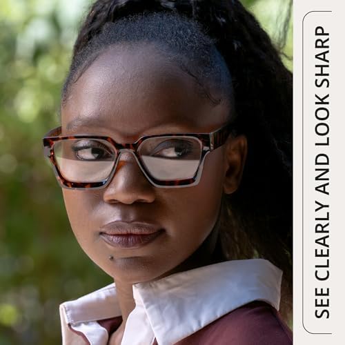 livho Oversized Eyewear Frame for Woman and Men - Rectangle Fashion Glasses for Computer, Chic Preppy Frame