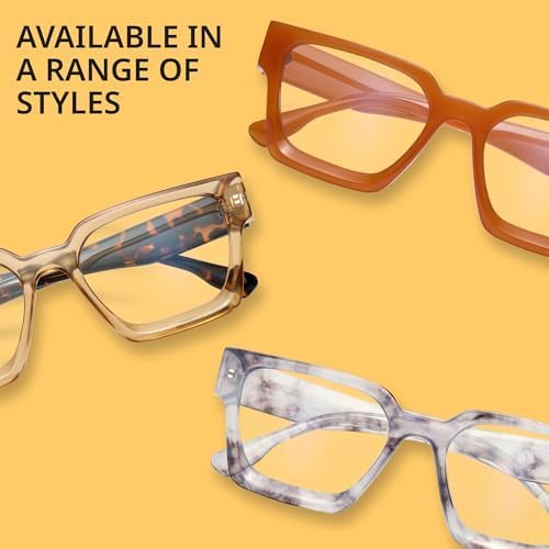 livho Oversized Eyewear Frame for Woman and Men - Rectangle Fashion Glasses for Computer, Chic Preppy Frame