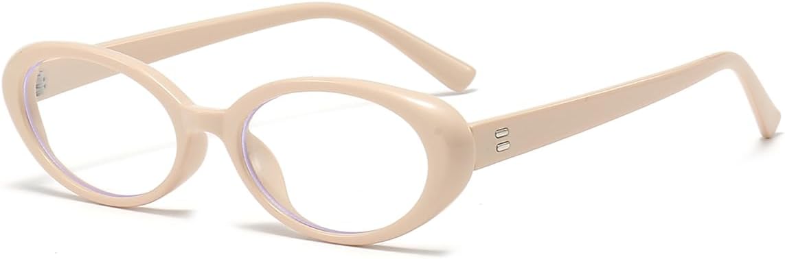 JOVAKIT Oval Blue Light Blocking Glasses for Women Men Vintage Fashion Small 90s Retro Oval Frame Style Eyeglasses