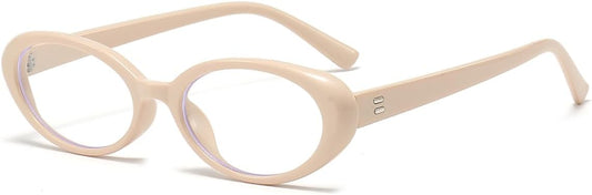 JOVAKIT Oval Blue Light Blocking Glasses for Women Men Vintage Fashion Small 90s Retro Oval Frame Style Eyeglasses