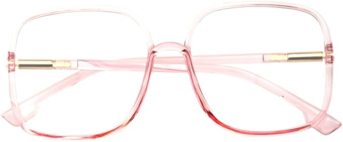 Shiratori Woman's New Retro Blue Light Blocking Glasses Big frame Nerd Eyeglasses Frame Anti Blue Ray Computer Game Glasses Pink