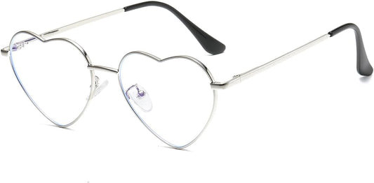JOVAKIT Heart Shaped Blue Light Blocking Glasses for Women Fashion Vintage Lovely Style Metal Frame Eyeglasses