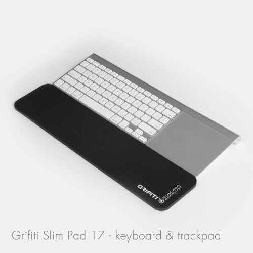 GRIFITI Slim Wrist Pad 17" x 4" x 0.25" Wrists Rest Pads for Standard Computer Keyboards - Ergonomic Keyboard Support Accessories & Carpal Tunnel Resting Hand Rests (Black Poly Nylon Surface)