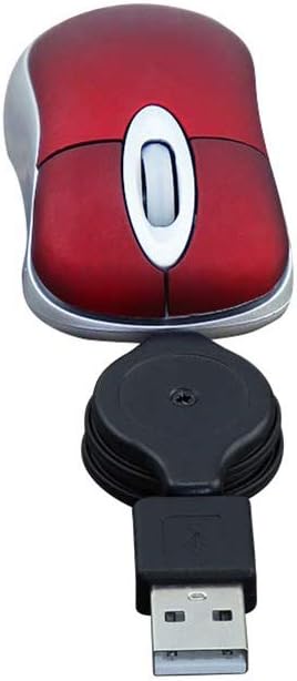 SHARE SUNSHINE Mini Small Travel Optical Mouse Portable USB Wired Mouse with Retractable USB Cord for PC Laptop Computer Desktop Office Business Home School Kids Girls Boys Women Men Gift(Red)