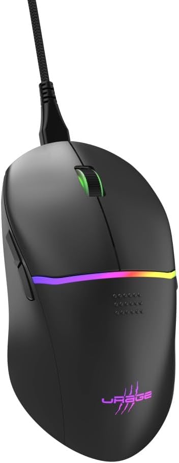 uRage RGB Reaper Gaming Mouse 330 Inches (Gaming Mouse LED Light, Ultra-Light, Right-Handed, 6 Programmable Buttons, 6200 dpi, Optical Sensor, Software, Detachable Cable 2 m, Gaming Stuff) Black