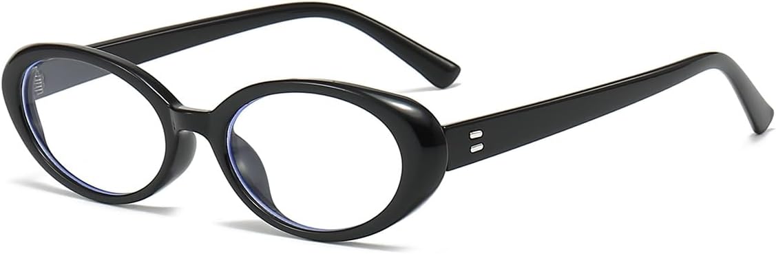 JOVAKIT Oval Blue Light Blocking Glasses for Women Men Vintage Fashion Small 90s Retro Oval Frame Style Eyeglasses