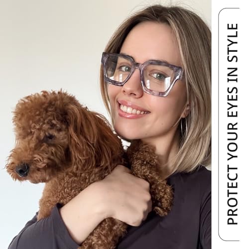 livho Oversized Eyewear Frame for Woman and Men - Rectangle Fashion Glasses for Computer, Chic Preppy Frame