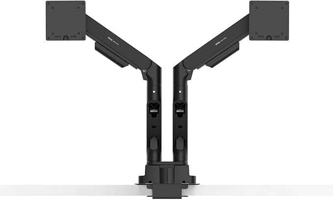 BenQ BDH01 Dual Monitor Arm -Gas Spring Monitor Stand for 2 Screens Up to 35'' & 44lbs, Heavy Duty, Quick Installation, No Sagging, Top Clamp and Grommet Base, Reinforcement Plate, VESA 75x75 &100x100