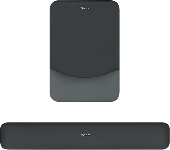 MOSISO Wrist Rest Support for Mouse Pad&Keyboard Set, Rectangular Ergonomic Mousepad Non-Slip Base Home/Office Pain Relief&Easy Typing Pad with Neoprene Cloth&Raised Silicone Lining, Slate Gray