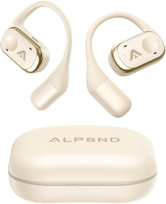 Joy Open-Ear Headphones, Wireless Bluetooth 5.4 Earbuds, Over-Ear Around-Ear Earhook, Sports Fit for Running & Workouts, ENC Clear Calls, HD Sound, App EQ, 40H Battery, IPX4 Sweatproof, Beige