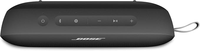 Bose SoundLink Flex Portable Bluetooth Speaker (2nd Gen), Outdoor Speaker with Hi-Fi Audio, Up to 12 Hours Battery, Waterproof and Dustproof, + Slinger Hard Travel Case & USB Plug (Black)