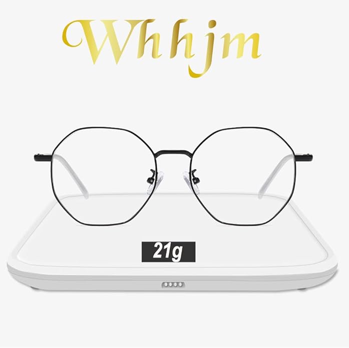 Polygon Blue Light Blocking Glasses for Women Men Retro Octagon Square Non-prescription Metal Frame Eyeglasses