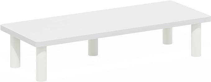 Furinno TURN-N-TUBE Monitor Stand Riser, 23.6" Wide Rectangle Monitor Riser, Laptop Stand for Desk, Office Desk Accessories, Desktop Organizers and Accessories, Toolless Assembly, For Study Room, Dorm, White