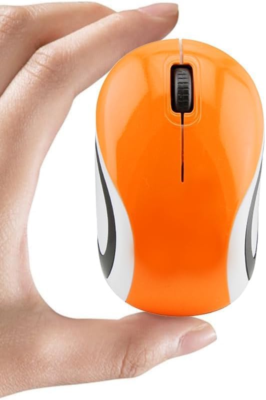 Wireless Mouse Mini Small Cute Pocket Portable Compact Travel USB Tiny Optical Little Mice 3 Buttons 1000 DPI Cordless Mouse for PC Laptop Computer MacBook Kids Girl Boy Women Small Hands Gift(Orange)