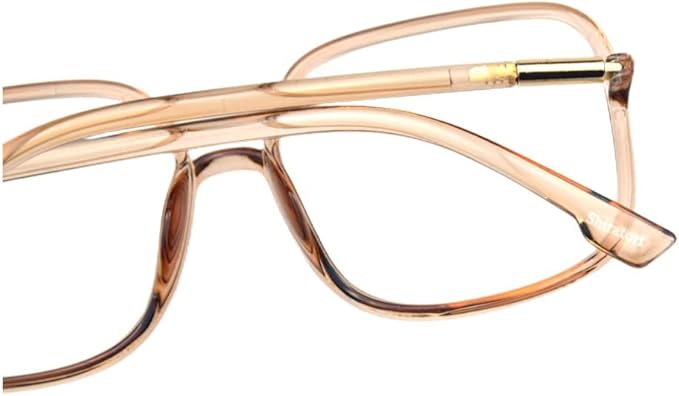 Shiratori Woman's New Retro Blue Light Blocking Glasses Big frame Nerd Eyeglasses Frame Anti Blue Ray Computer Game Glasses Brown