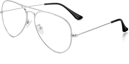 Aviator Clear Lens Glasses for Women Men Non-prescription Eyeglasses Blue Light Blocking Lens Metal Frame