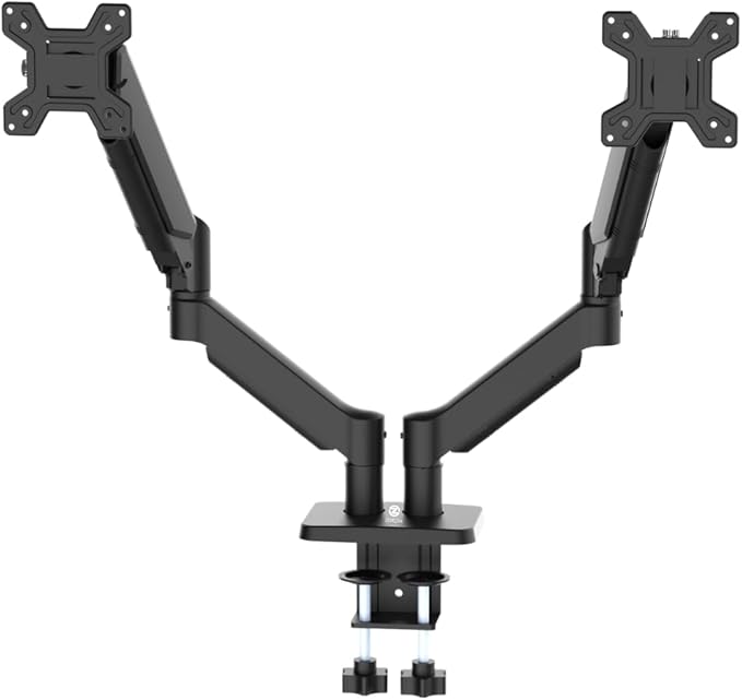 Dual Monitor Arm Full Motion Gas Spring Desk Mount for 13-34" Screens, Space-Saving VESA Stand for Gaming, Work, and Productivity