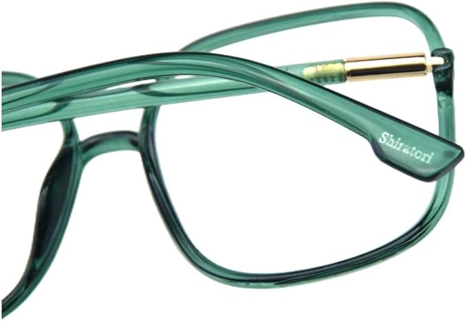 Shiratori Woman's New Retro Blue Light Blocking Glasses Oversized Nerd Eyeglasses Frame Anti Blue Ray Computer Game Glasses Green
