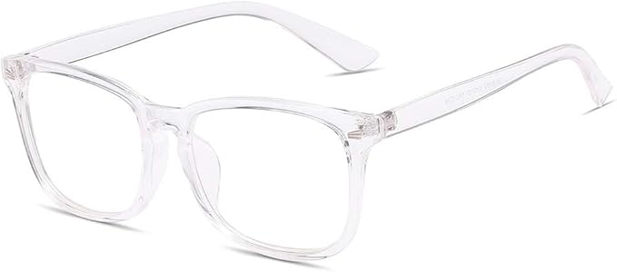 Blue Light Blocking Glasses Square Nerd Eyeglasses Frame Anti Blue Ray Computer Game Glasses (8082A-Transparent)