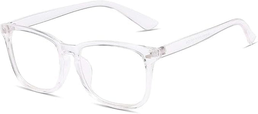 Blue Light Blocking Glasses Square Nerd Eyeglasses Frame Anti Blue Ray Computer Game Glasses (8082A-Transparent)