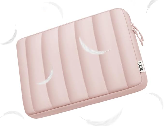 TECOOL Puffy Laptop Case 13.3 inch,13-13.3 inch Laptop Sleeve for MacBook Air 13 inch M5(2026) M4 M3 M2 M1,MacBook Neo 13 A18, Mac Pro 13/Mac Pro 14 M5 Waterproof Notebook Sleeve with Small Case,Pink