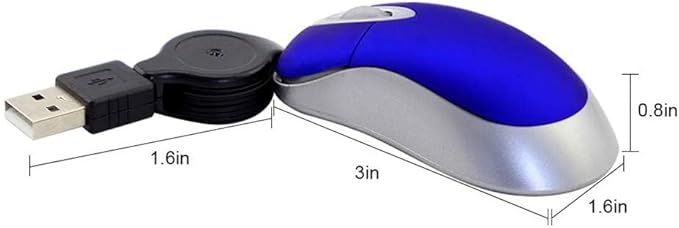 Wired Mouse Mini Small Travel Mice with Retractable Cable Portable Compact Pocket Tiny Handheld Little Blue USB-A Mouse for Laptop PC Computer Macbook Kids Girl Boy Women Men Small Hands Gift