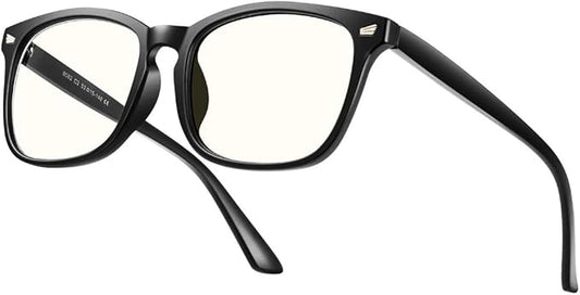 Blue Light Blocking Glasses Square Nerd Eyeglasses Frame Anti Blue Ray Computer Game Glasses (8082A-Black)