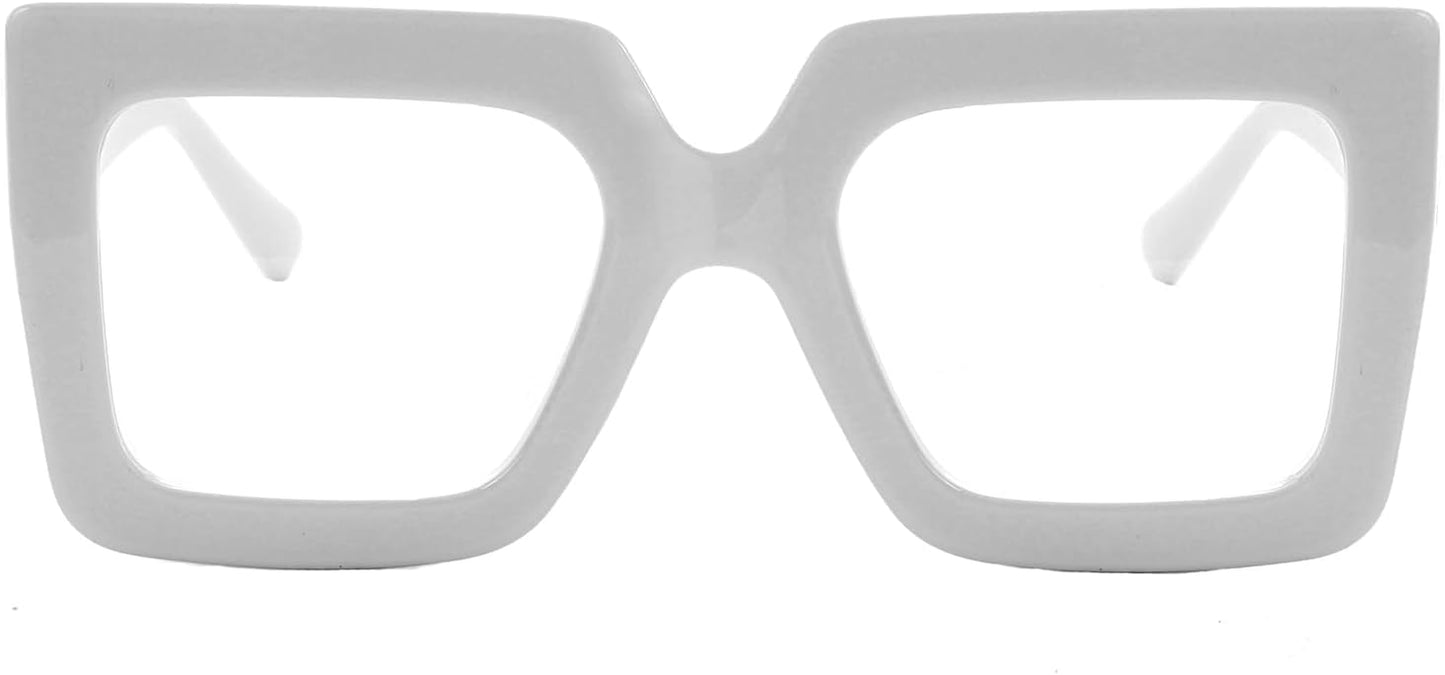 Onrtry Oversized Square Blue Light Glasses for Women Men Thick Frame Big Computer Eyewear Non-Prescription Eyeglasses
