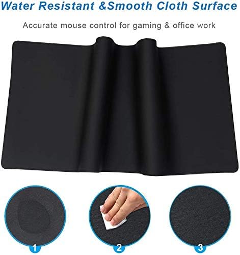 Gaming Mouse Pad XXL Extended Desk Pad & Thick Large (800x300x3 mm) Computer Keyboard Mousepad Mouse Mat (80x30 Black)