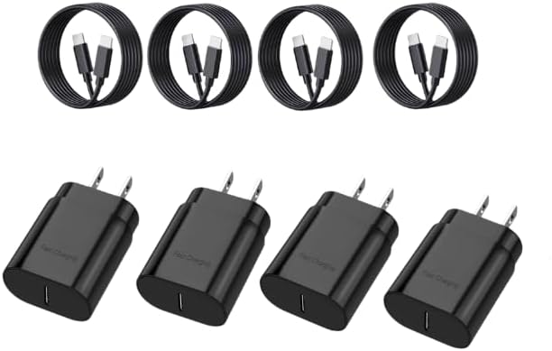 25W Type C Charger，4 Pack Fast Charging USB C Chargers Block Fast Wall Chargers for Samsung Galaxy S25/S24/S23 S22/S21Ultra/S20/S20 Ultra/Note 20 Ultra，Android Charger