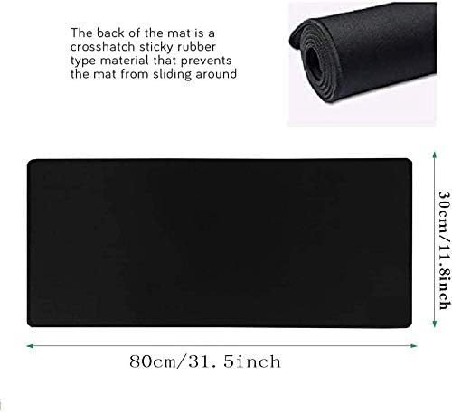 Gaming Mouse Pad XXL Extended Desk Pad & Thick Large (800x300x3 mm) Computer Keyboard Mousepad Mouse Mat (80x30 Black)