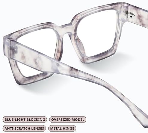 livho Oversized Eyewear Frame for Woman and Men - Rectangle Fashion Glasses for Computer, Chic Preppy Frame