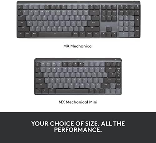 Logitech MX Mechanical Mini Wireless Illuminated Keyboard, Tactile Quiet Switches, Backlit, Bluetooth, USB-C, macOS, Windows, Linux, iOS, Android, Metal