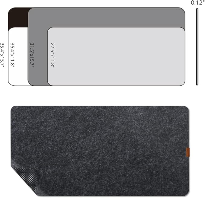 Bright Stone Felt Desk Mat,Non-Slip Mouse Pad, 31.5"x15.7" Office Supplies Desk Protector, Desk Accessories for Home and Office (Light Gray)