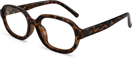 Dollger Blue Light Glasses for Women Oversized Oval Fashion Computer Glasses Retro Chunky Frame Clear Lens