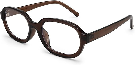 Dollger Blue Light Glasses for Women Oversized Oval Fashion Computer Glasses Retro Chunky Frame Clear Lens