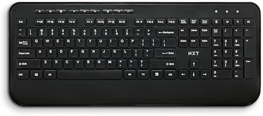 NXT Technologies Wireless Comfort Keyboard, Full‑Size with Wrist Rest, USB Receiver for PC and Laptop, Black