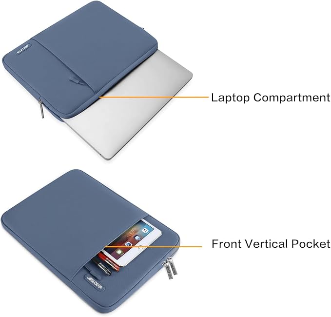 MOSISO Laptop Case 16 inch, 15-15.6 inch Laptop Sleeve Compatible with MacBook Pro 16 M5 M4 M3 M2 M1, HP Acer Dell Lenovo ASUS, Polyester Vertical Computer Sleeve Bag with Pocket, Steel Blue