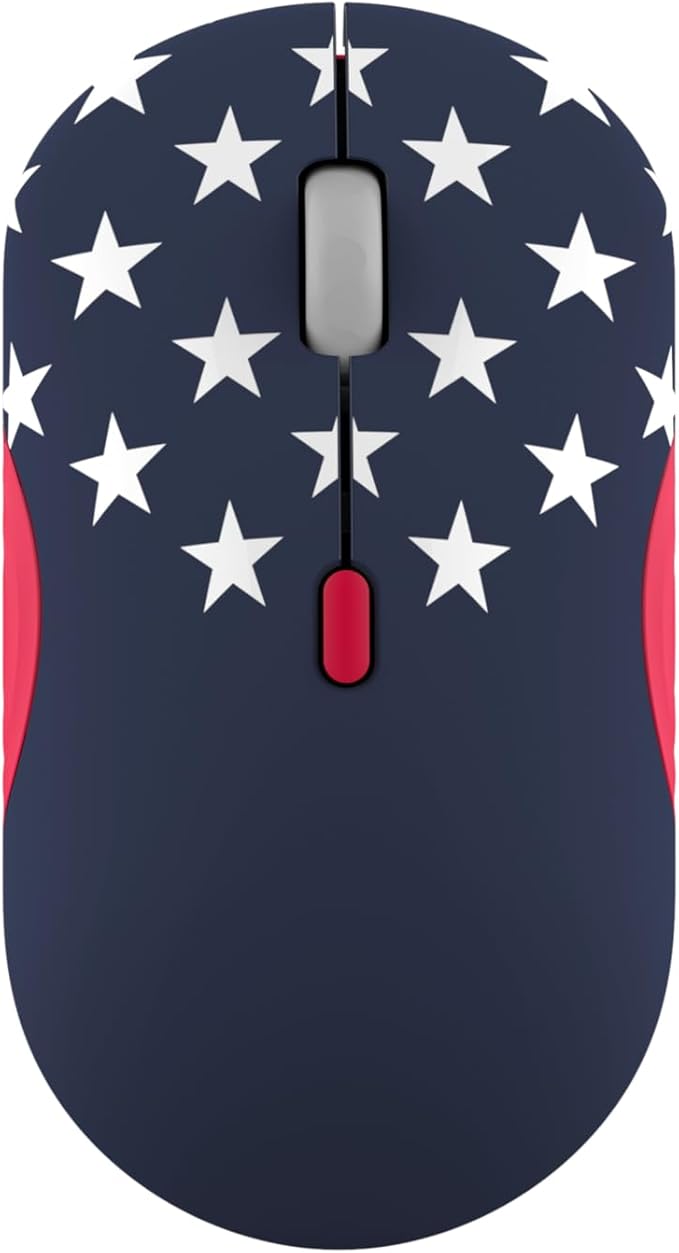 Lenovo 350 Bluetooth Silent Mouse (Fan Edition), Wireless Ergonomic Ambidextrous Design, Bluetooth 5.3, Adjustable DPI up to 2400, 36 Month Battery Life, Recycled Materials, USA Flag