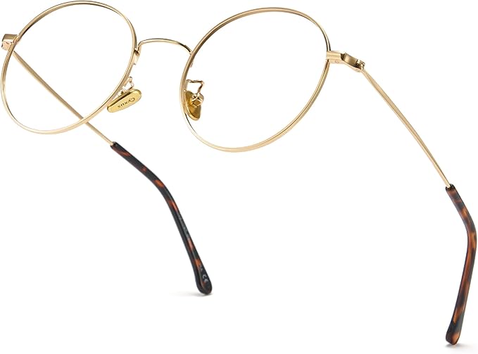 Cyxus Blue Light Glasses for Men and Women, Round Metal Frame Computer Eyeglasses for Office, Gaming, Reading 8090
