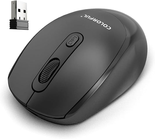 Colorful Wireless Mouse Rechargeable,Mouse for Chromebook,3-Device Pairing, 2.4G+Bluetooth 5.2 with USB Receiver,Type C Charging,for PC,Mac,Laptop,Kids Boys,Black