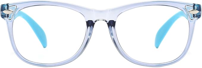 FANNYGO 1 Pack kids Blue Light Blocking Glasses For Girls And Boys Computer Blue Light Blocking Glasses For Age 3-11 (Light blue)