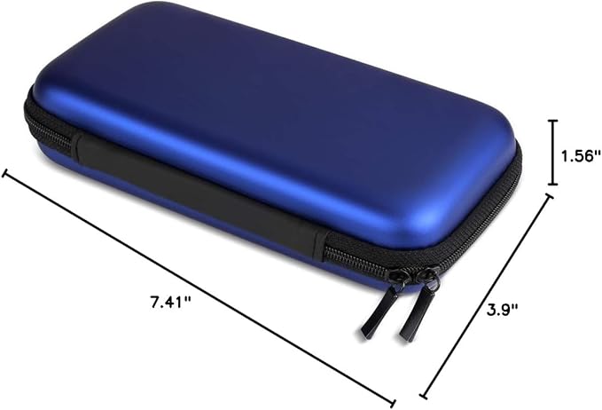 iMangoo Travel Essential Electronics Organizer Charger Case, Shockproof Dual Zipper Power Bank Cables Tech Accessories Pouch Purse, Men & Women Travel Must Have Storage Bag, 6.5x3.2x1 inch Blue