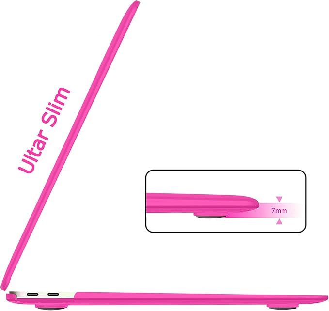 B BELK Compatible with MacBook Air 13 inch Case M1 2022 2021 2020 2019 2018 Release A2337 A2179 A1932, Matte Plastic Hard Shell+ Keyboard Cover+Screen Protector for MacBook Air 13.3 inch Case,Hot Pink