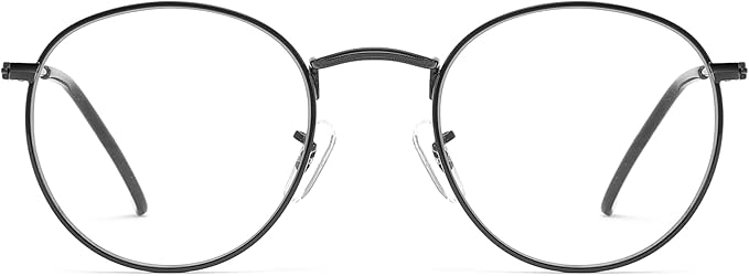 Round Blue Light Blocking Glasses for Men Women, Circle Metal Wire Rimmed Frame Glasses Anti Glare & UV RF5002