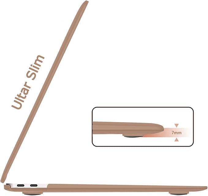 B BELK Compatible with MacBook Air 13 inch Case 2022 2021 2020 2019 2018 A2337 M1 A2179 A1932, Matte Plastic Hard Shell+ Keyboard Cover+ Screen Protector for MacBook Air 13.3 inch Case, Caramel Brown