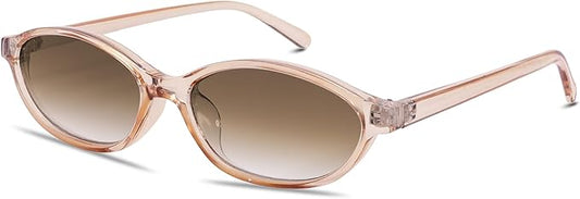 GUVIVI Retro Oval Sunglasses for Women Chic Cat Eye 90s Sunnies Lightweight Narrow Shades Trendy UV protection Sun Glasses